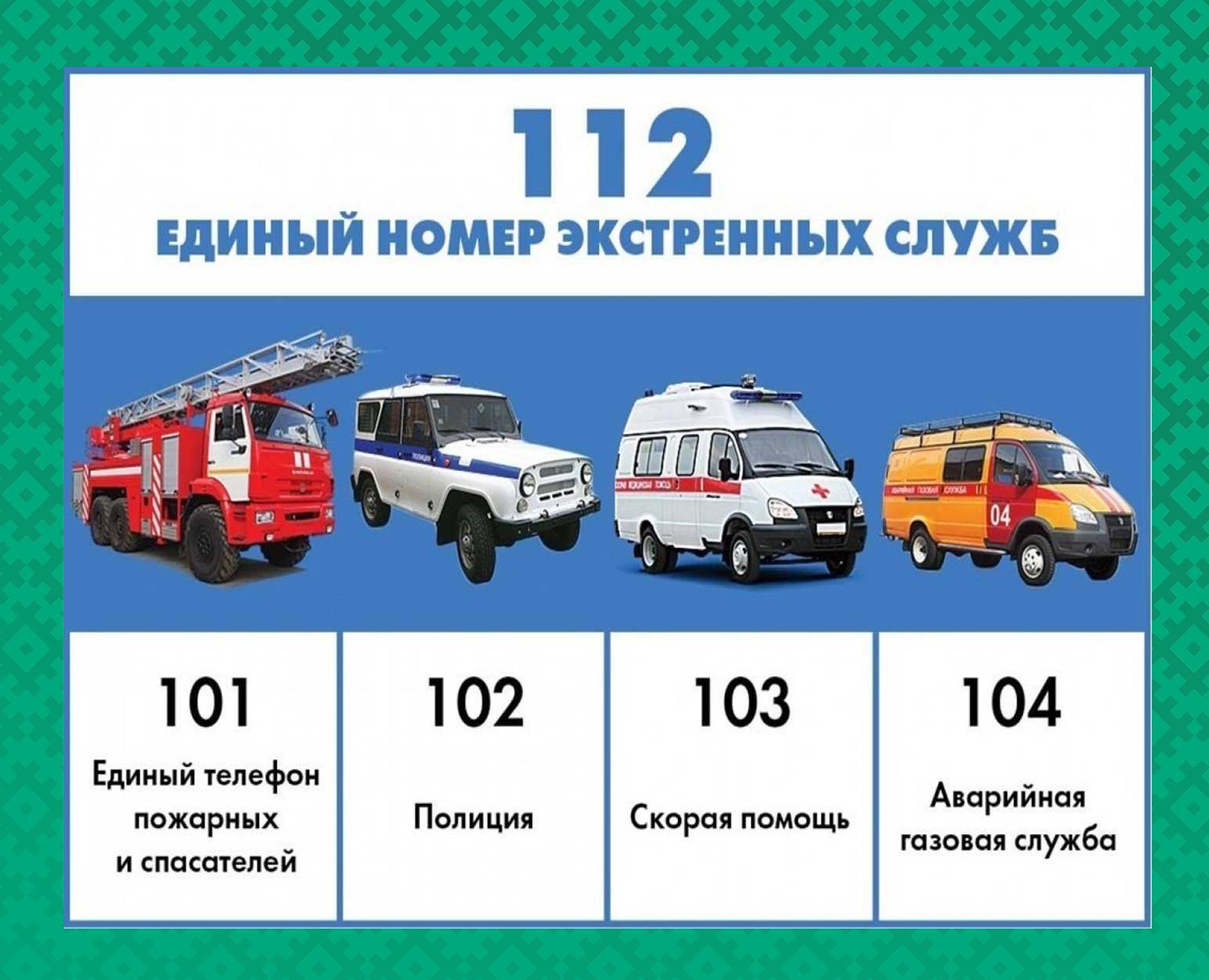 Номера телефонов экстренных служб.